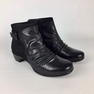 Romika Banja 14 Black Leather Ruched Ankle Boot 40 9.5